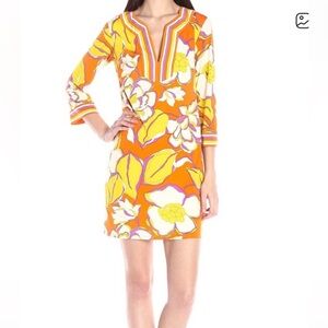Trina Turk Shanta Orange Kumquat Floral Dress Size 4